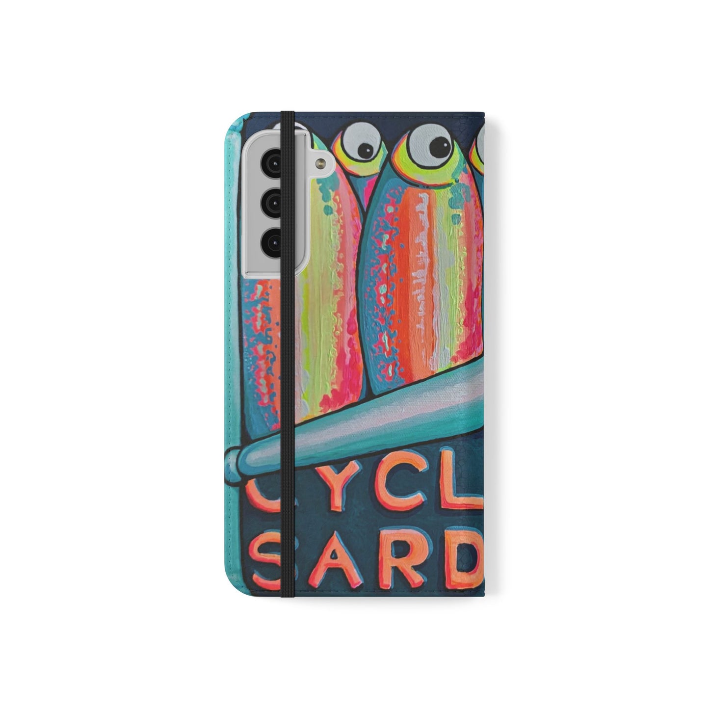 Neon Sardines Flip Phone Case – Wallet Cover with Card Slots