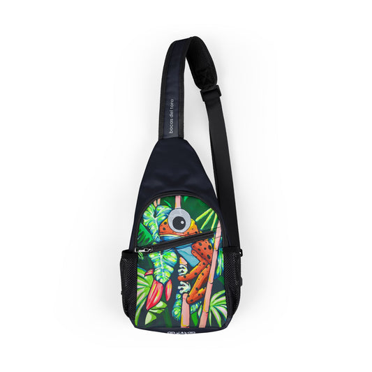 Colorful Cyclops Red Frog Art Sling Bag - Travel or Everyday Chest Bag