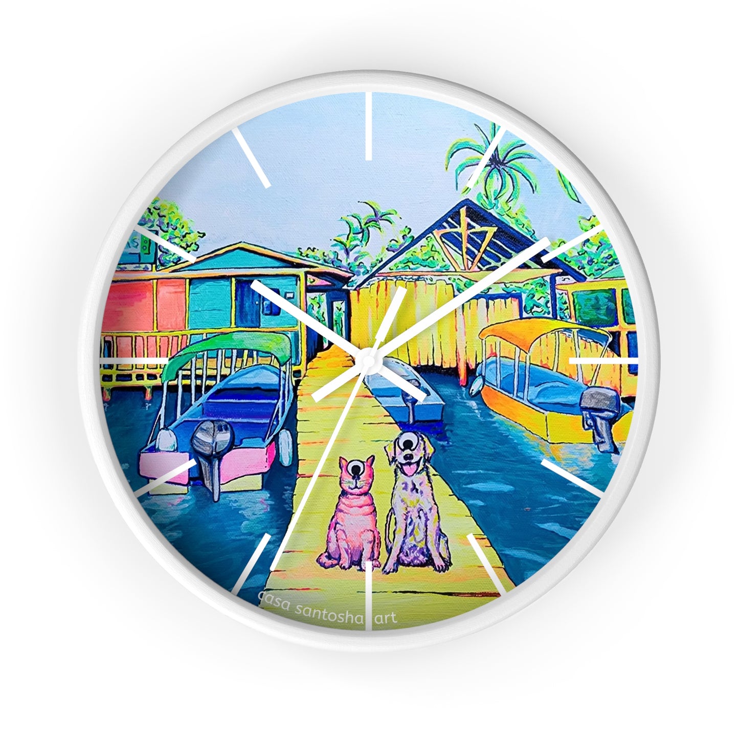 Cyclops Cat and Dog in Bocas Pop Art Wall Clock