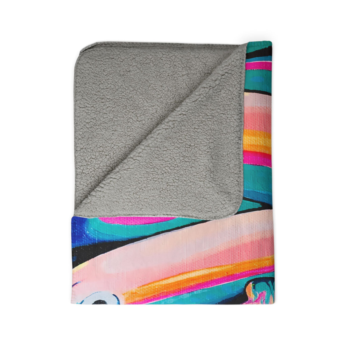 Neon Fish Fleece Sherpa Blanket