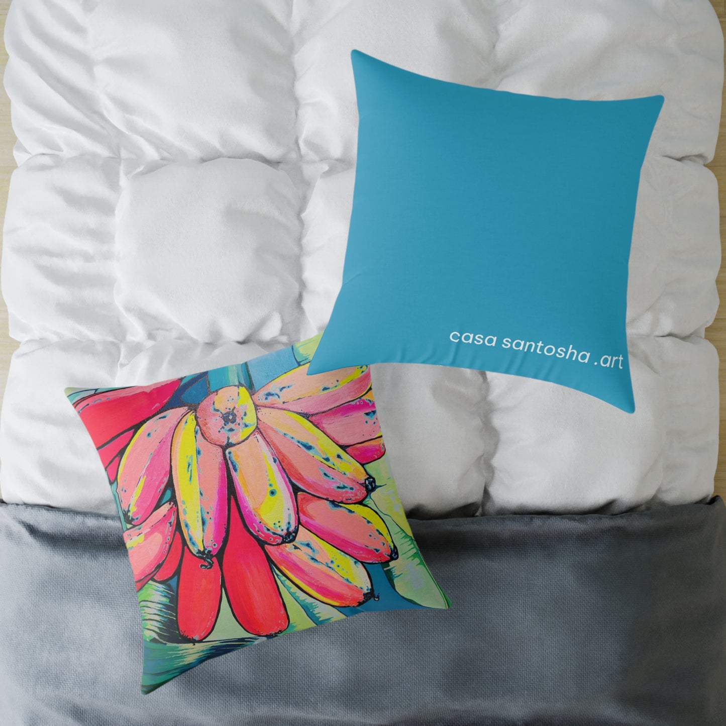 Neon Primitivo Bananas Art Canvas Decorative Pillow