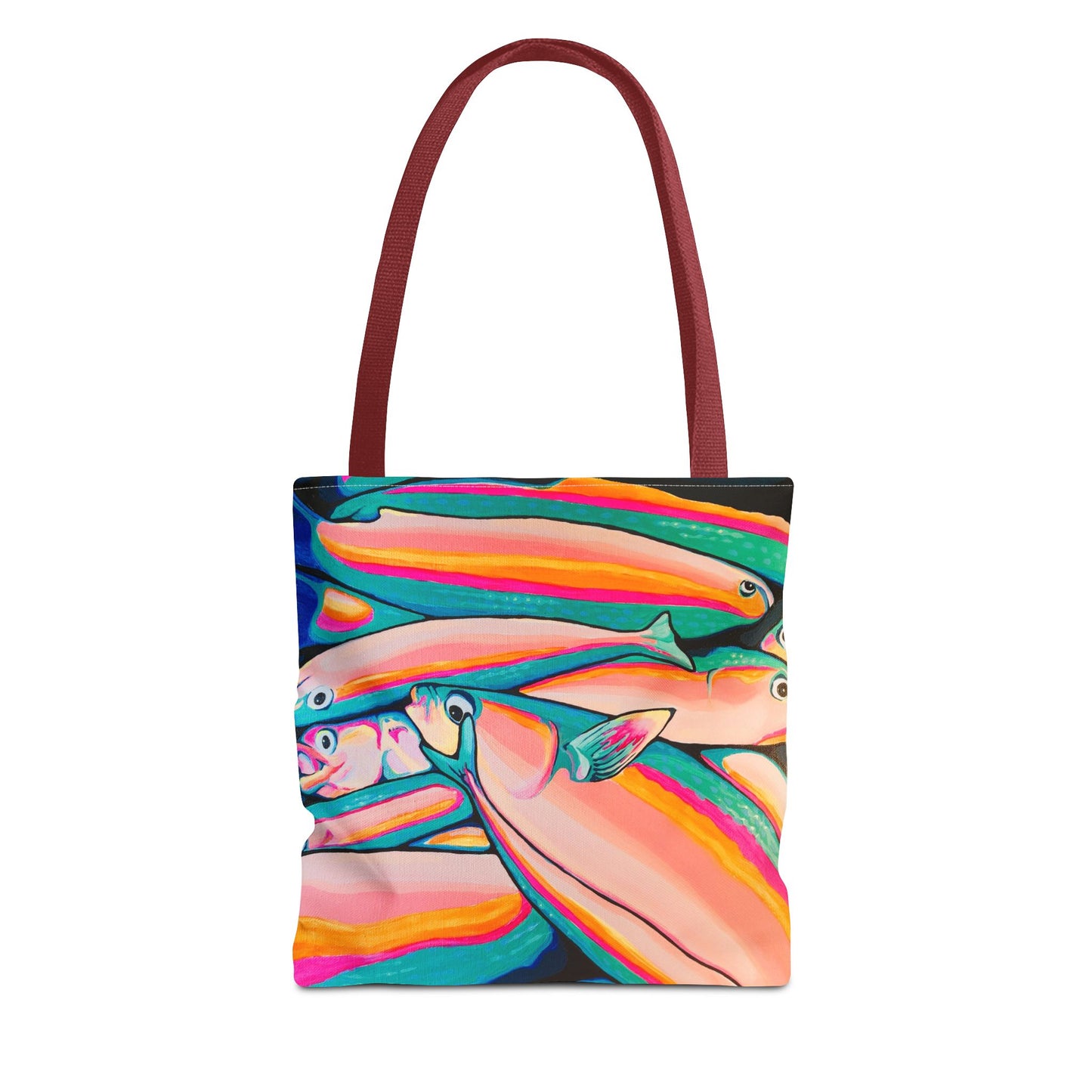 Premium Neon Fish Tote Bag, Original Artist Design, Reusable Shopping Tote, Eco-Friendly