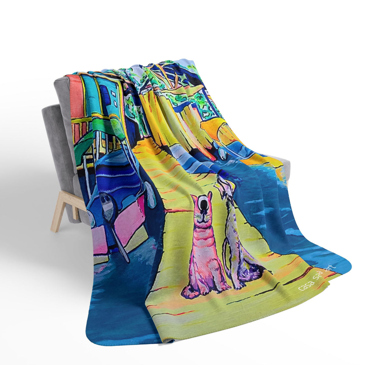 Cyclops Cat and Dog in Bocas Fleece Sherpa Blanket