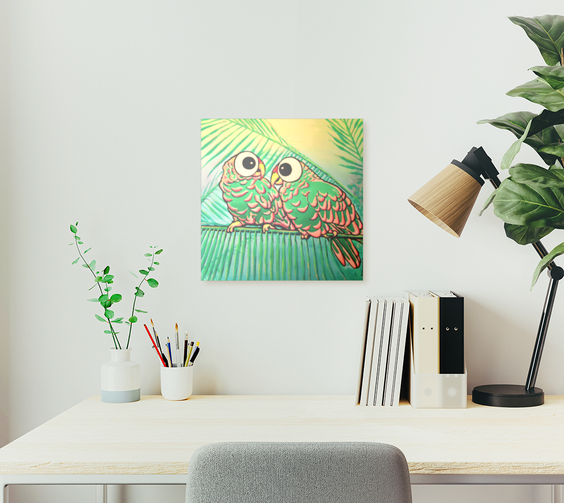 Chatty Cyclops Parrots Aluminum Wall Art