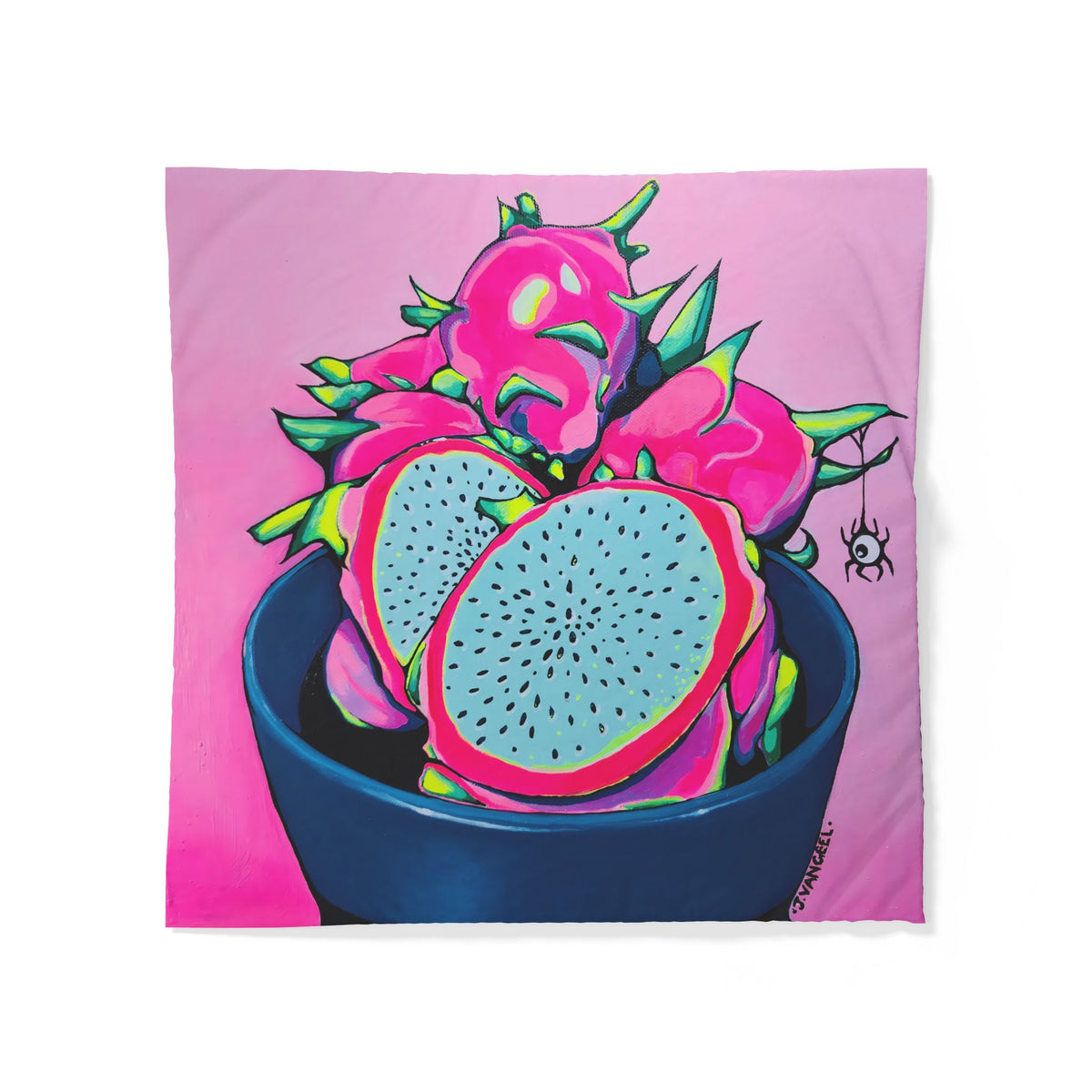 Neon Pink Dragon Fruit Duvet Cover