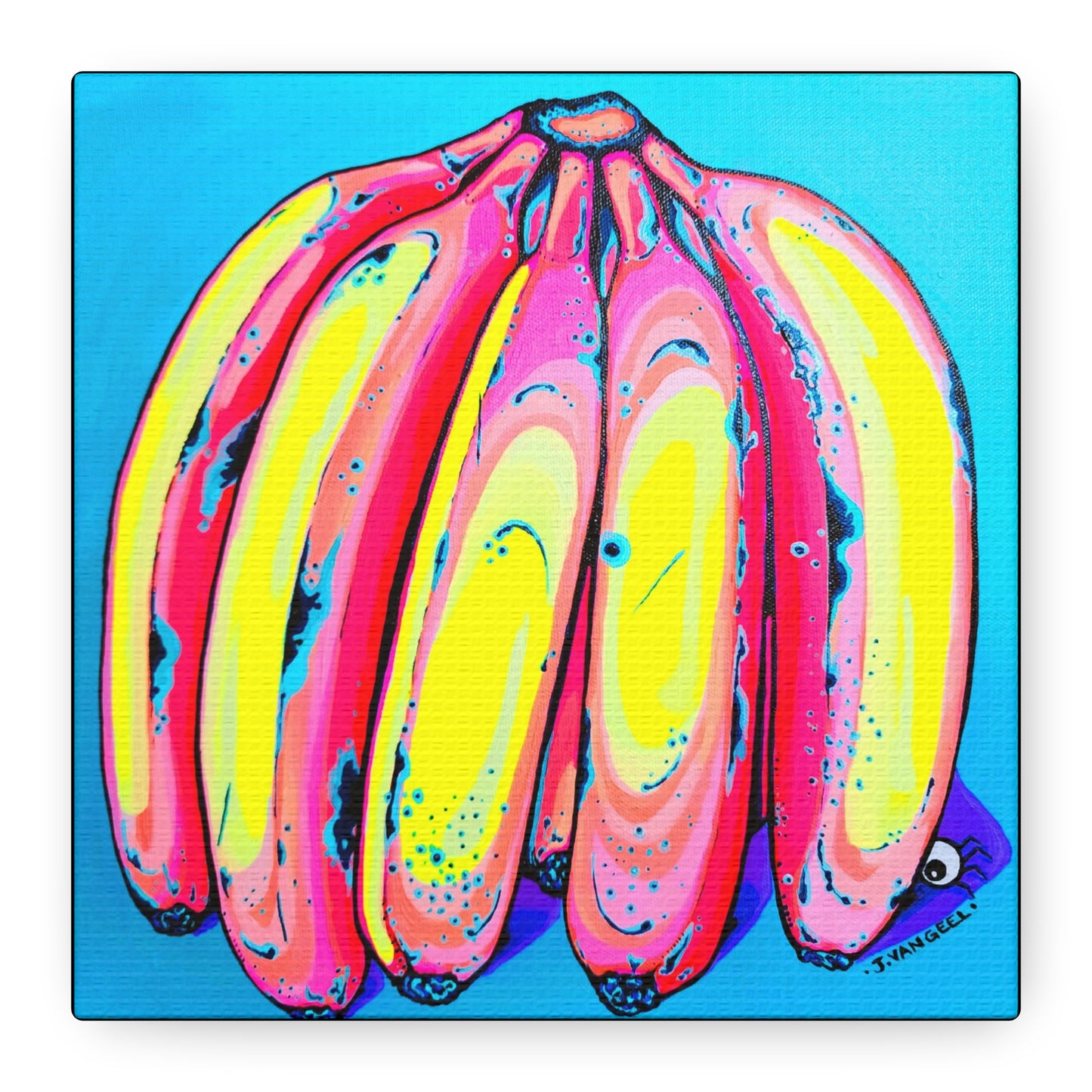 Neon Fat Bananas Canvas Wall Art