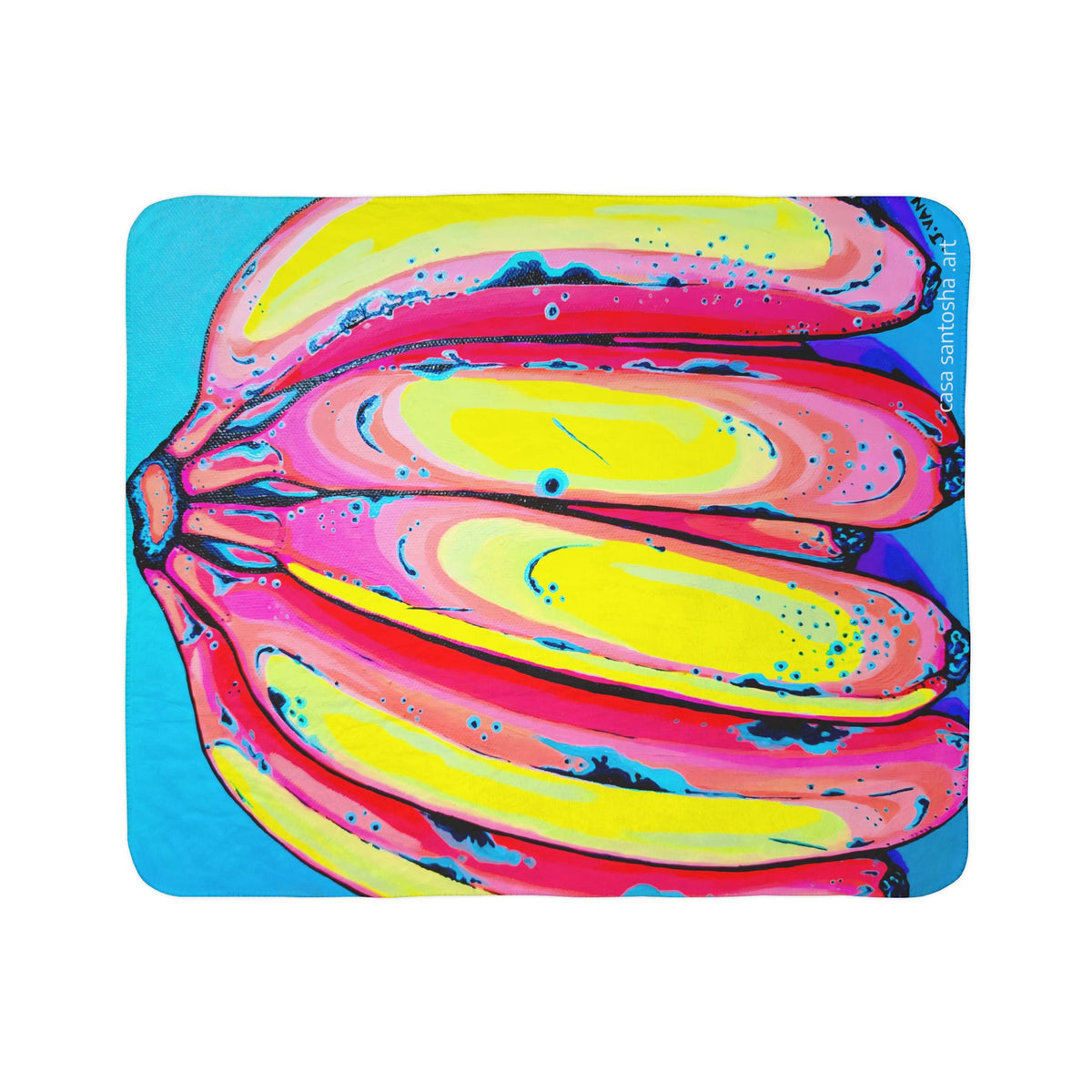 Neon Fat Bananas Fleece Sherpa Blanket