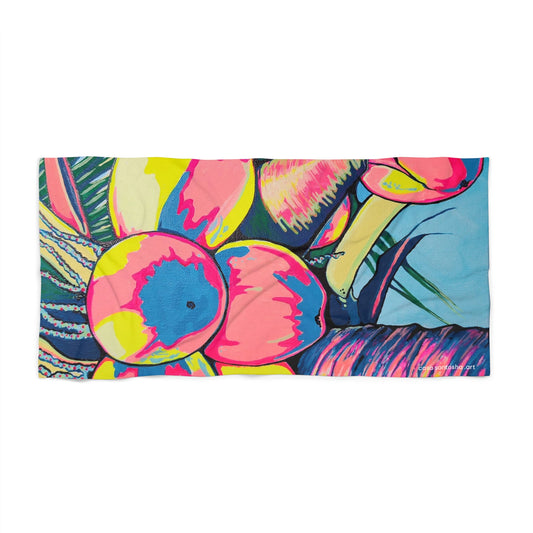 Neon Coconuts Beach Towel for Summer Fun and Vacation Essentials