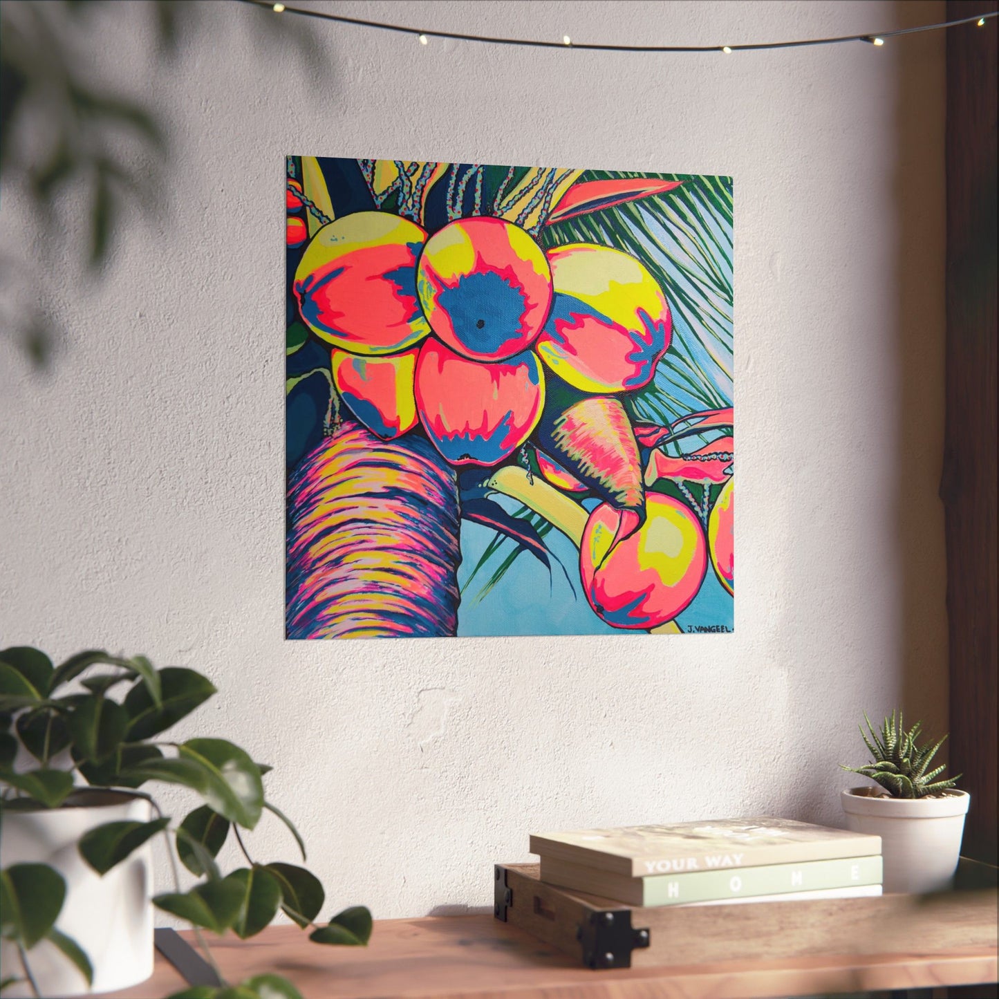 Neon Coconuts Giclée Art Poster
