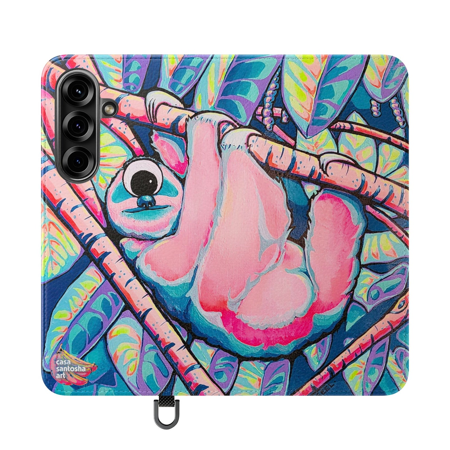 Cyclops Sloth Flip Phone Case – Wallet Cover with Card Slots
