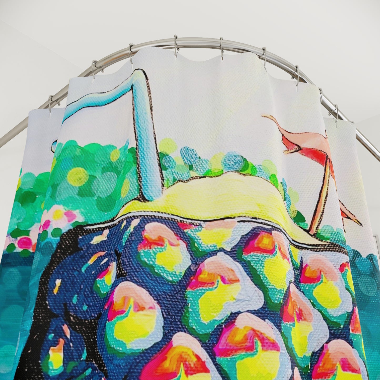 Neon Piña Colada Pop Art Shower Curtain