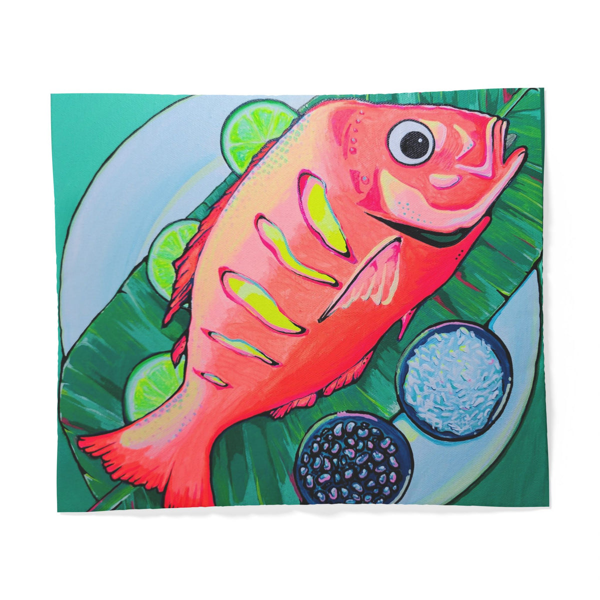 Neon Fried Fish Duvet Cover - neon pop art by Casa Santosha Art