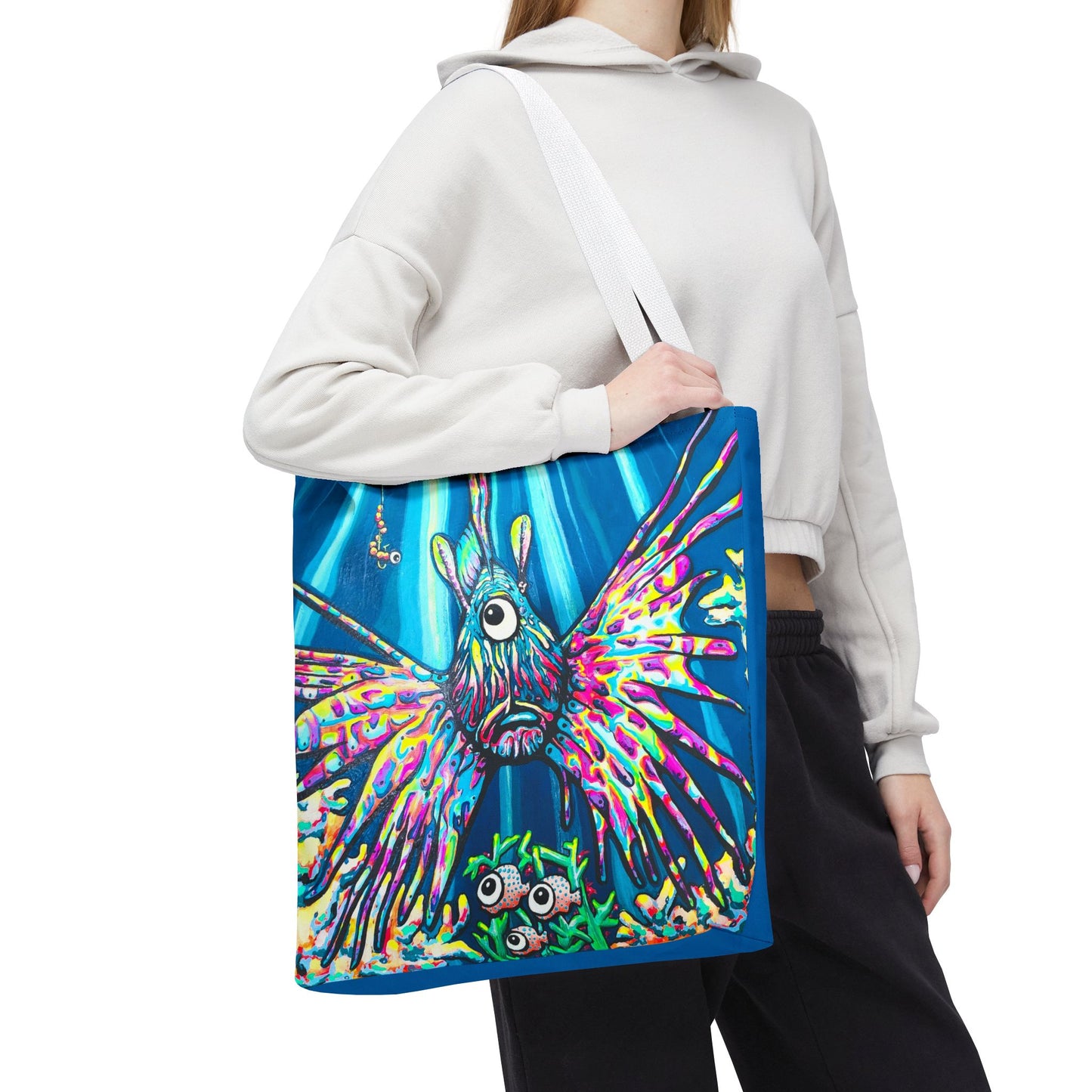 Premium Cyclops Lionfish Tote Bag, Original Artist Design, Reusable Shopping Tote,  Eco-Friendly