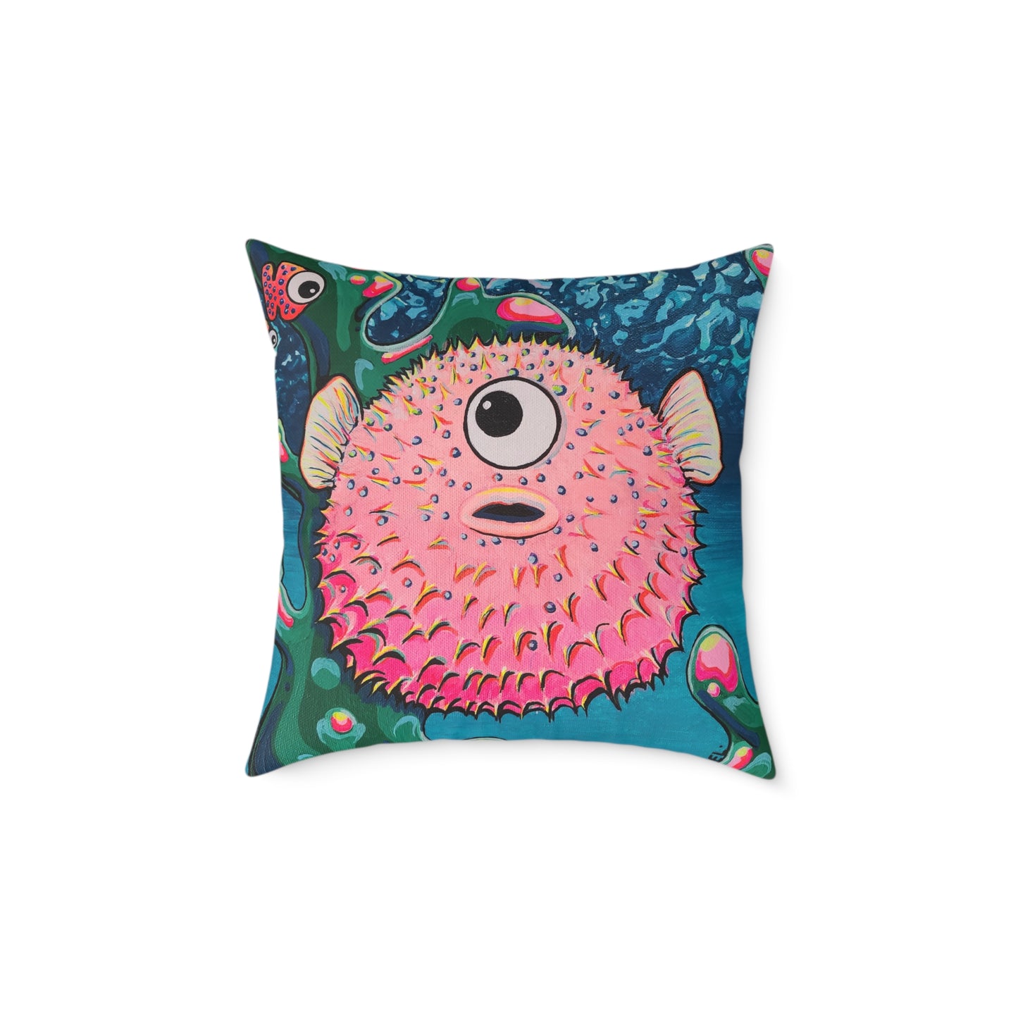 Cyclops Pufferfish Art Canvas Decorative Pillow