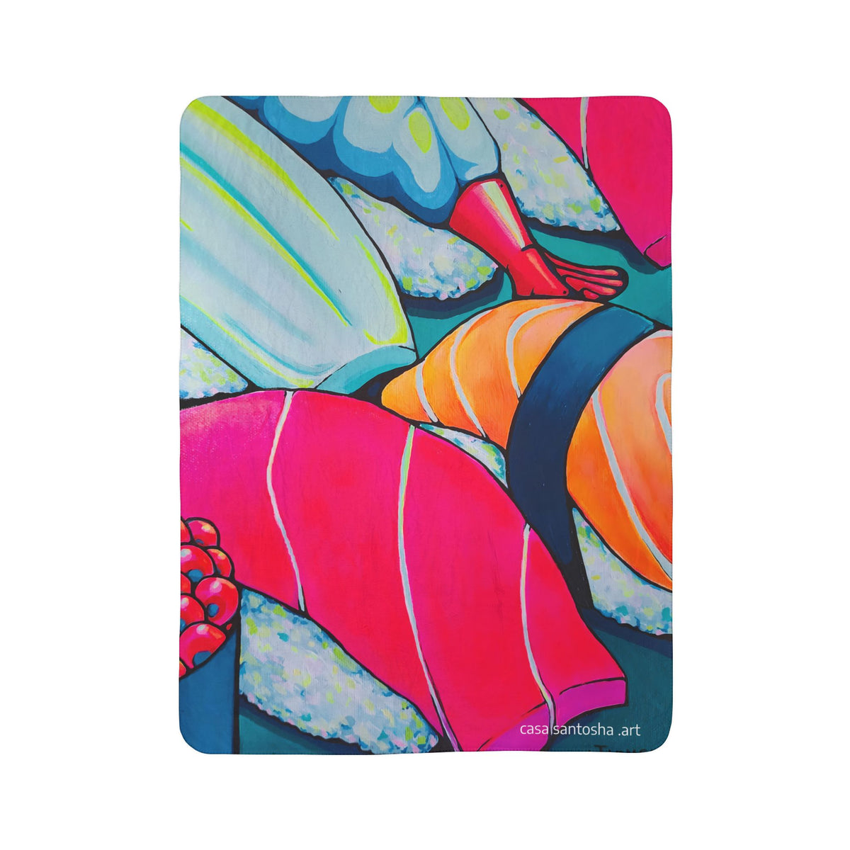 Neon Sushi Fleece Sherpa Blanket