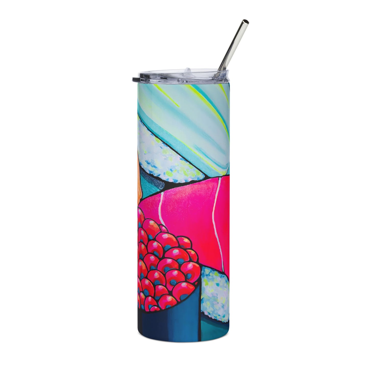 Gobelet en acier inoxydable Neon Sushi, 20 oz | Mug de voyage amusant, écologique