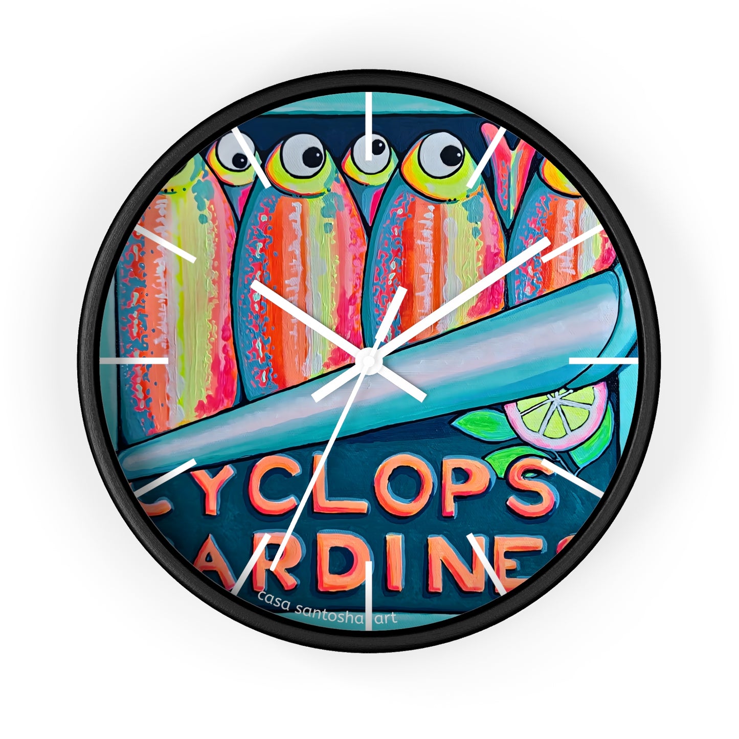 Neon Sardines Pop Art Wall Clock