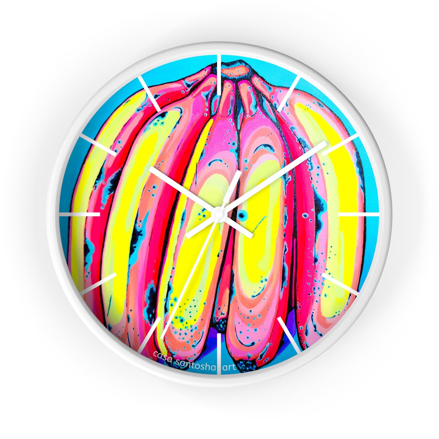 Neon Fat Bananas Pop Art Wall Clock