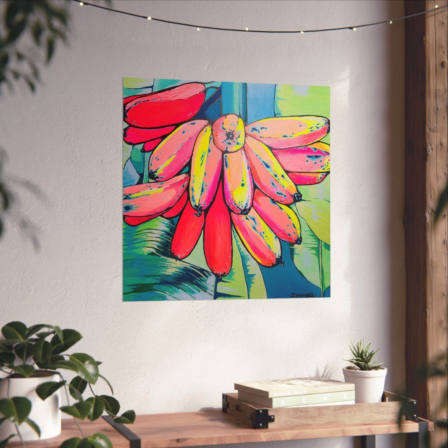 Neon Primitivo Bananas Giclée Art Poster