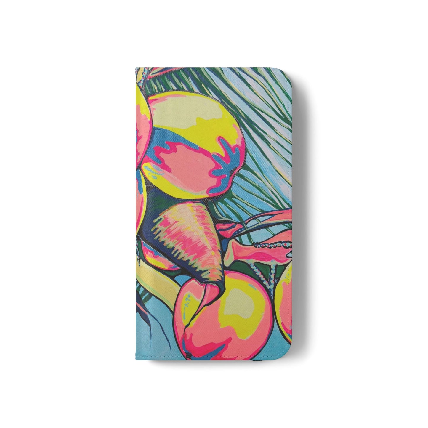 Neon Coconuts Flip Phone Case – Wallet Cover with Card Slots