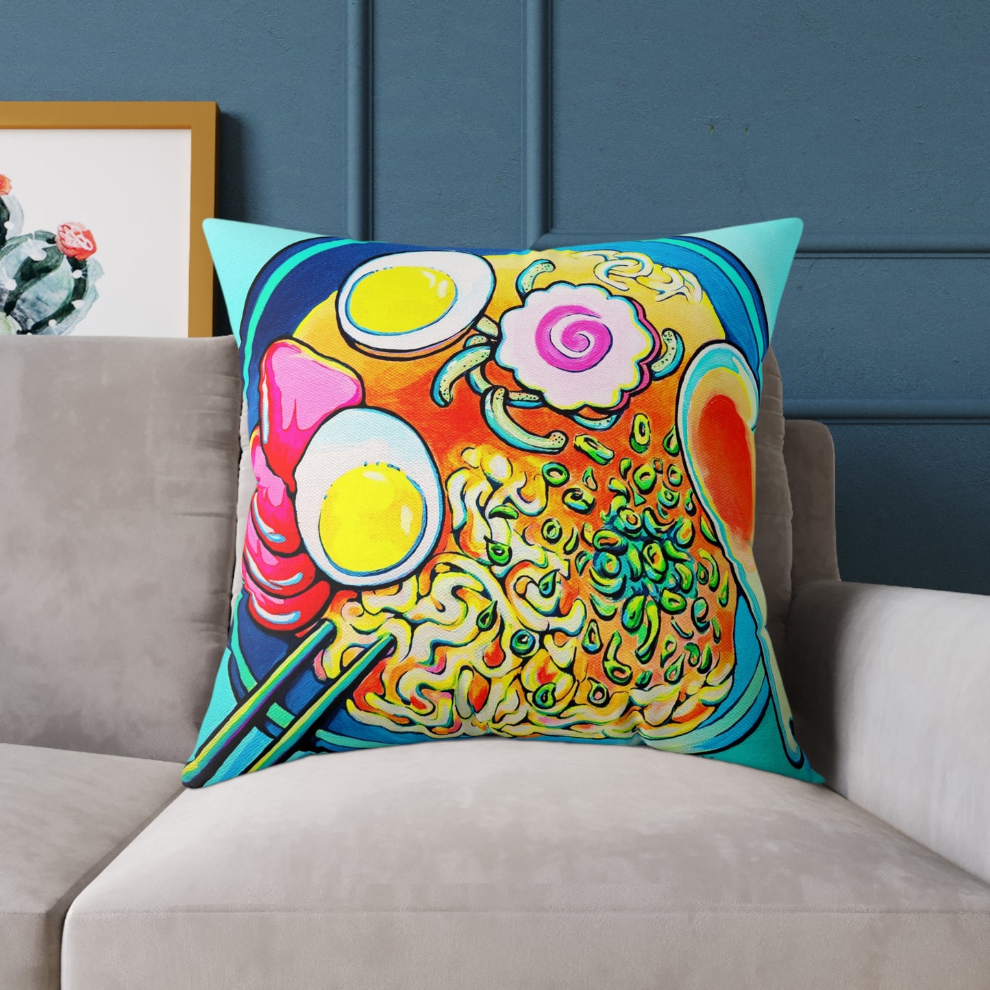 Neon Ramen Art Canvas Decorative Pillow
