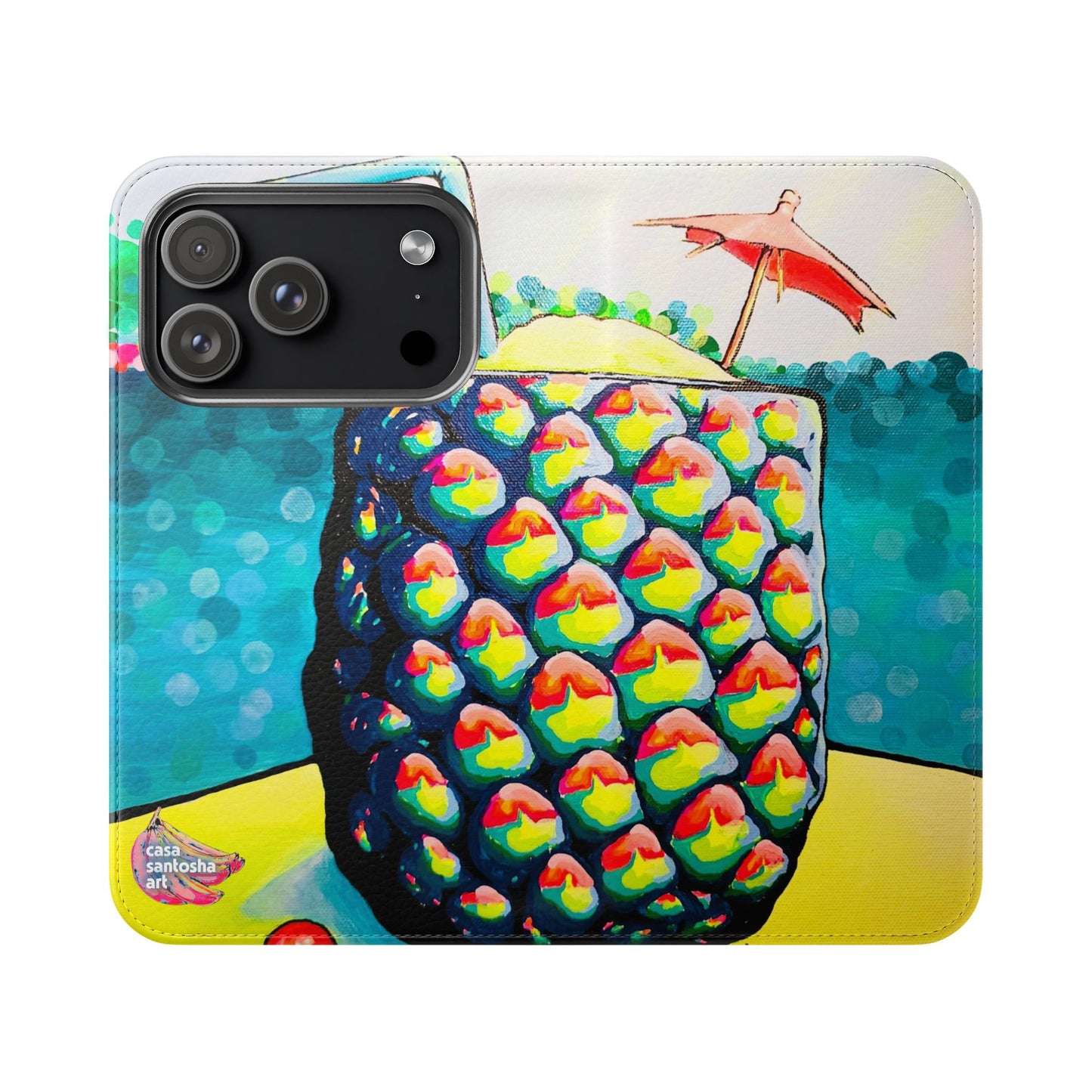 Neon Piña Colada Flip Phone Case – Wallet Cover with Card Slots