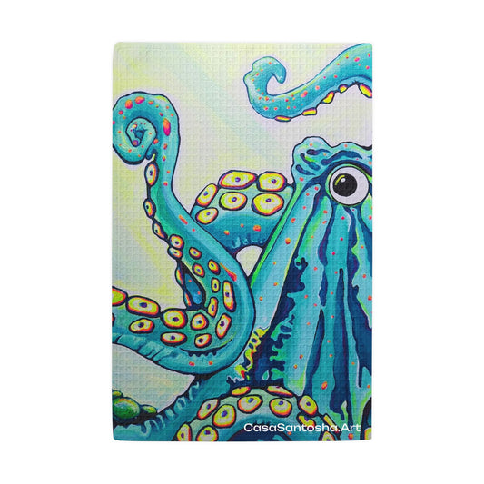 Cyclops Octopus Waffle Weave Kitchen Hand Towel