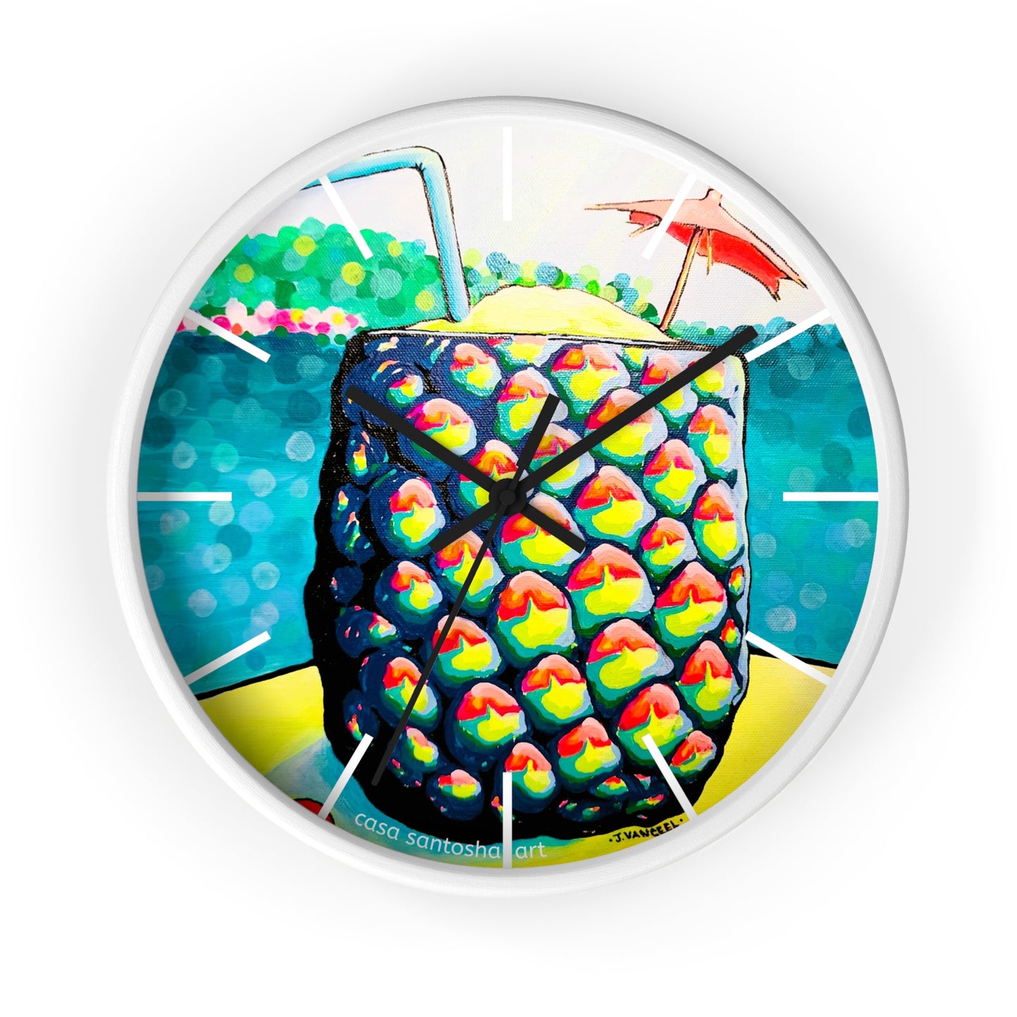 Neon Piña Colada Pop Art Wall Clock