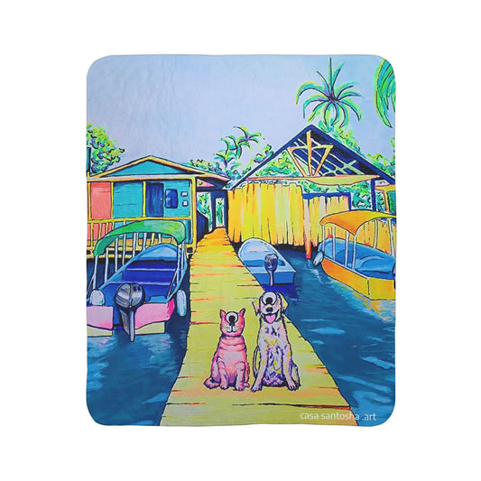 Cyclops Cat and Dog in Bocas Fleece Sherpa Blanket