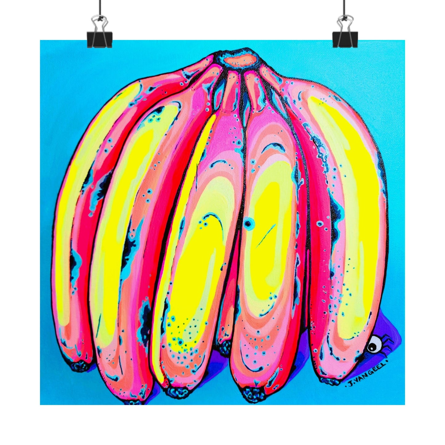 Neon Fat Bananas Giclée Art Poster