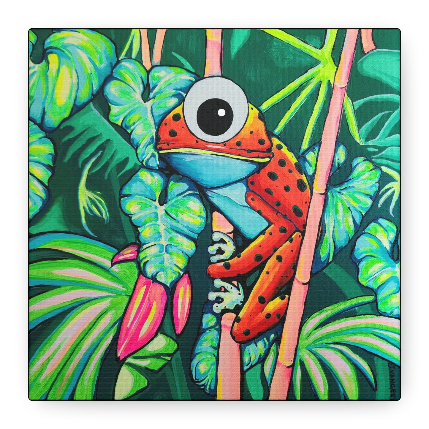 Cyclops Red Frog Canvas Wall Art