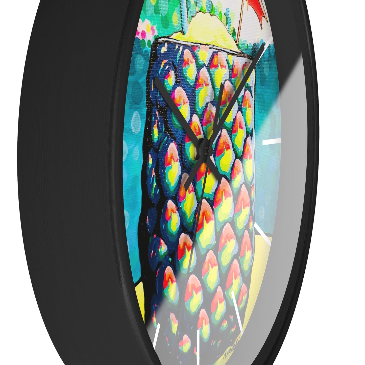 Neon Piña Colada Pop Art Wall Clock