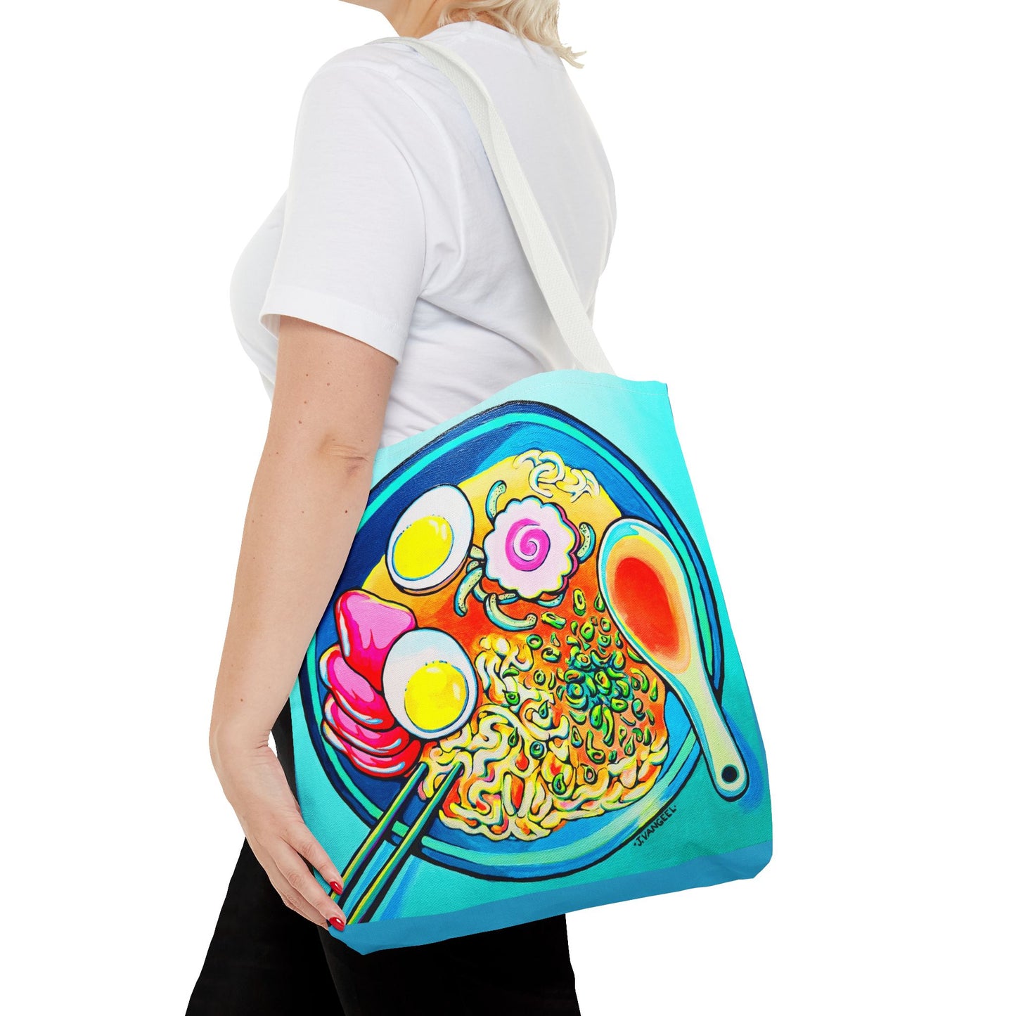 Premium Neon Ramen Tote Bag, Original Artist Design, Reusable Shopping Tote, Eco-Friendly
