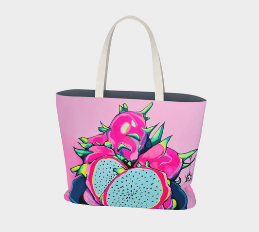 Neon PInk Dragon Fruit Market Tote