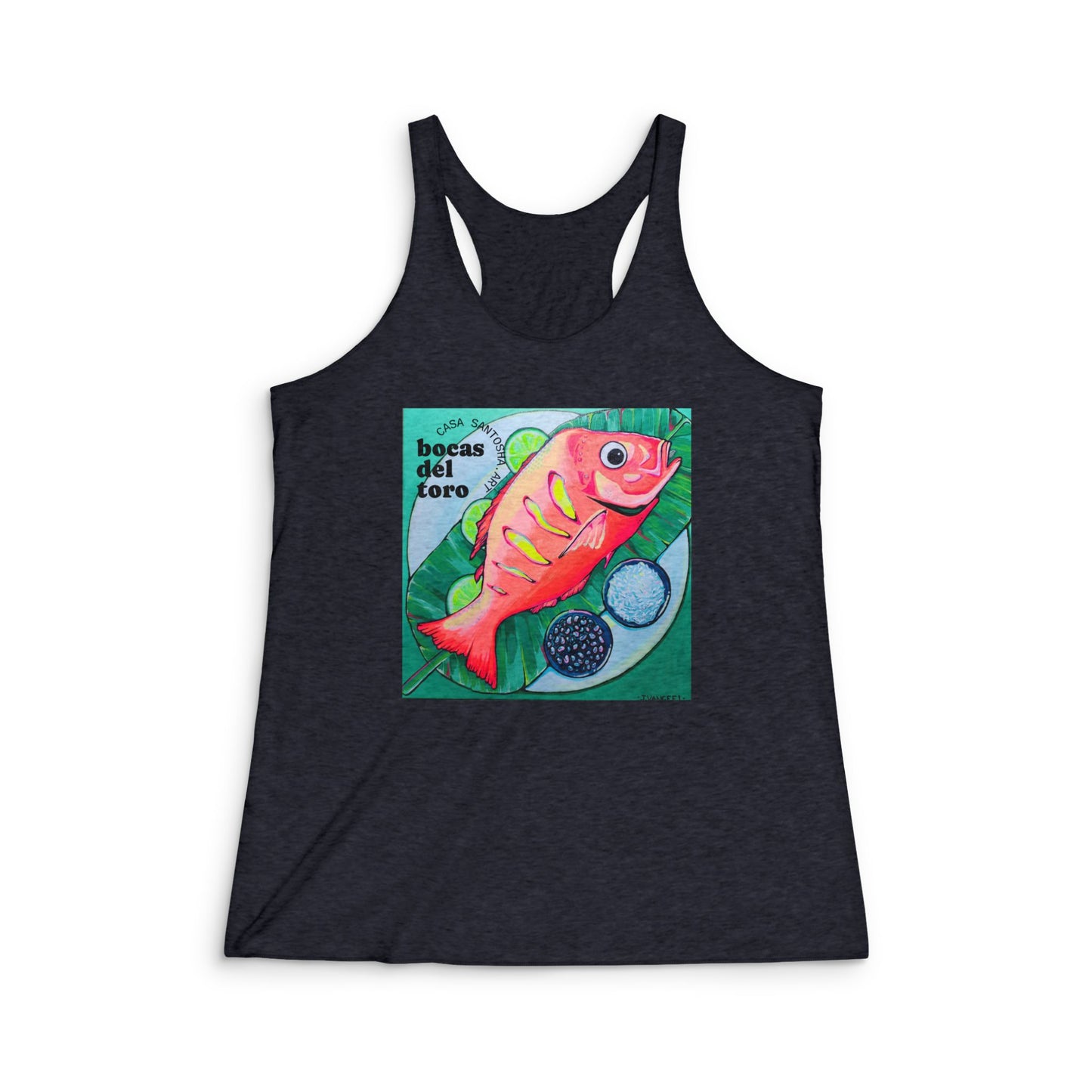 Women's Neon Fried Fish Graphic Racerback Tank