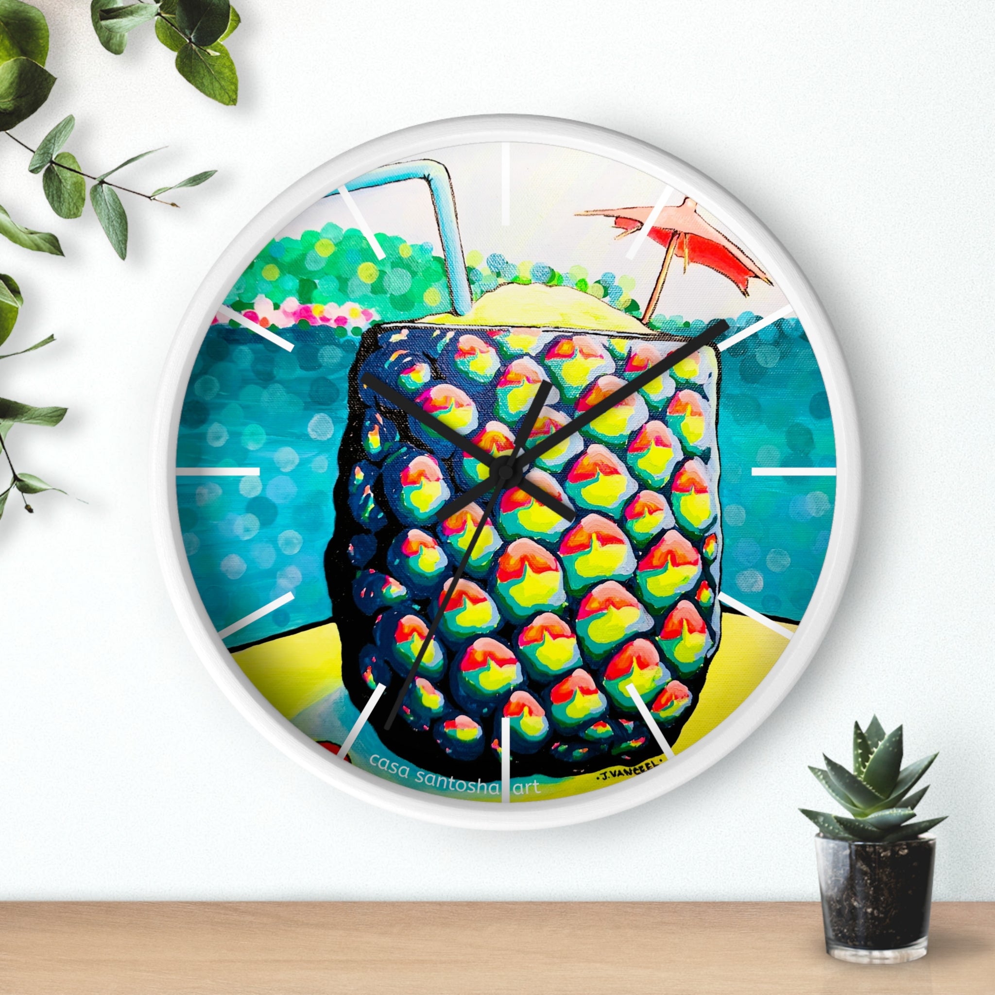 Neon Piña Colada Pop Art Wall Clock – Casa Santosha Art