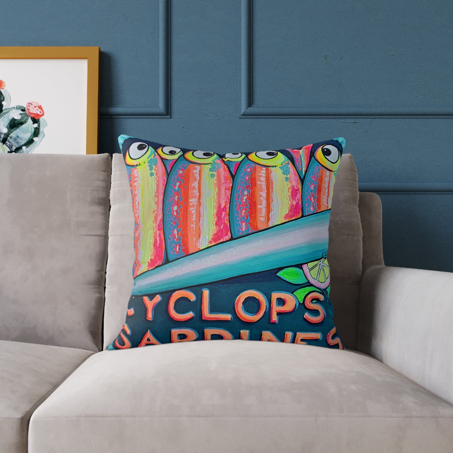 Neon Sardines Art Canvas Decorative Pillow