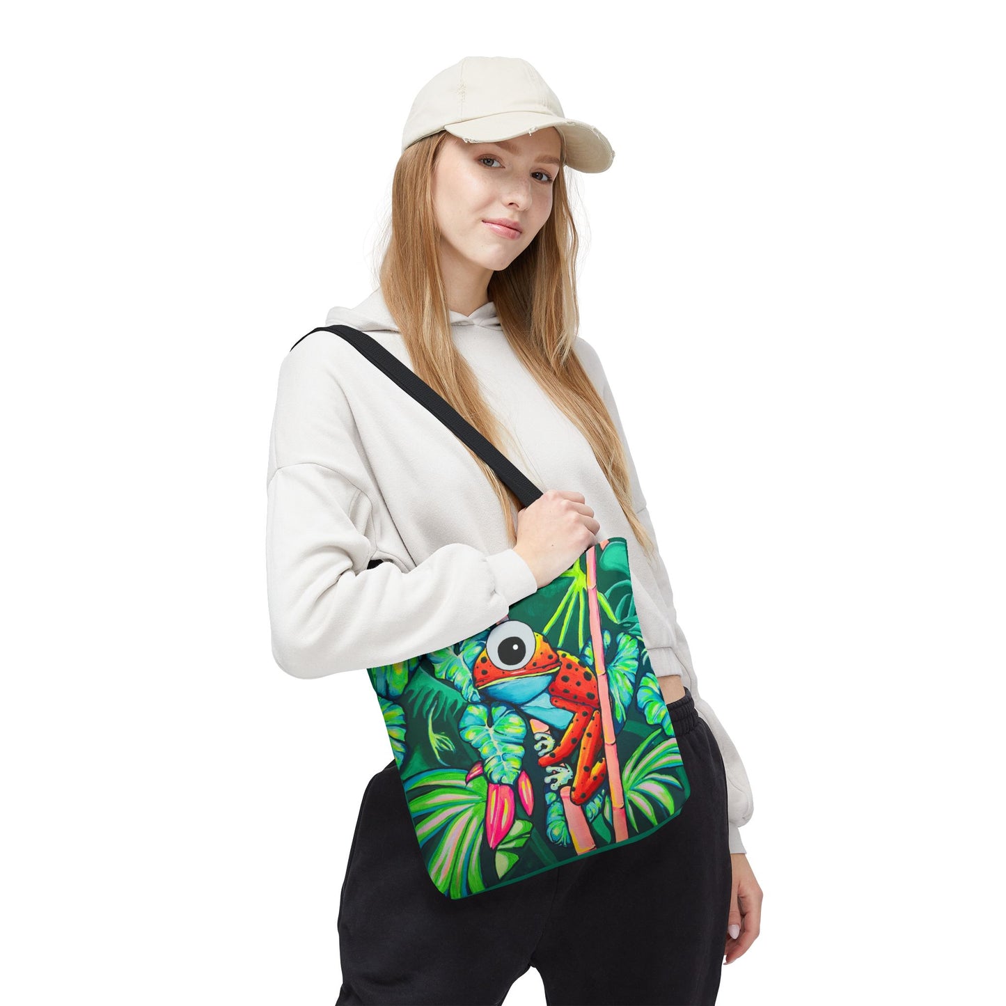 Premium Cyclops Red Frog Tote Bag, Original Artist Design, Reusable Shopping Tote, Eco-Friendly