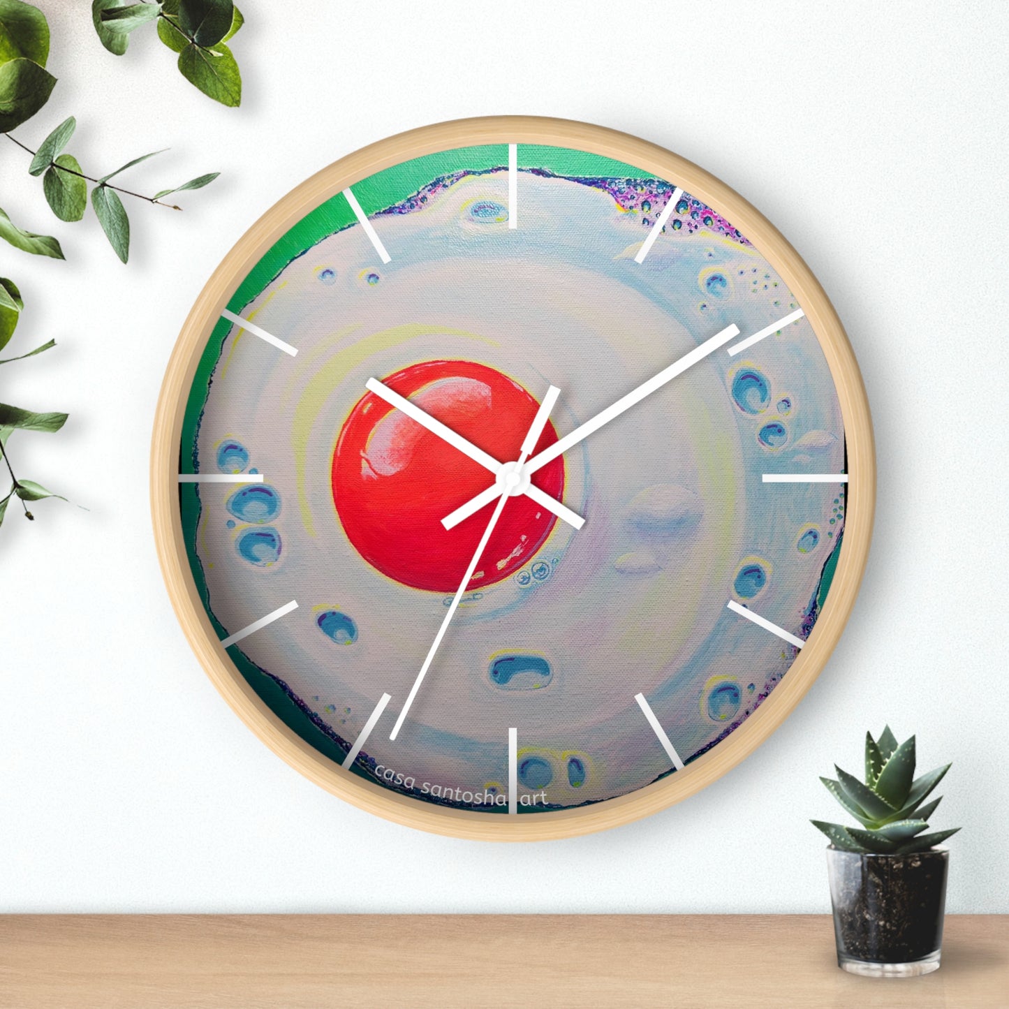 Neon Fried Egg Pop Art Wall Clock
