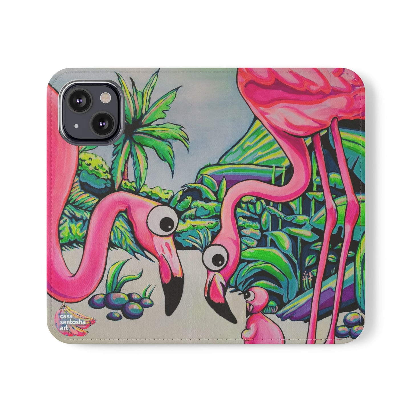 Cyclops Flamingo Family Flip Phone Case – Wallet Cover with Card Slots
