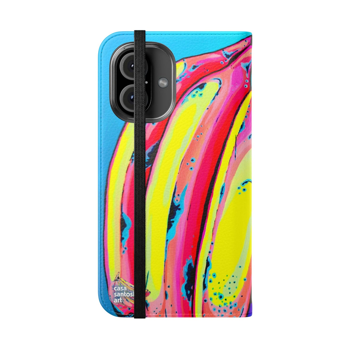 Neon Fat Bananas Flip Phone Case – Wallet Cover with Card Slots