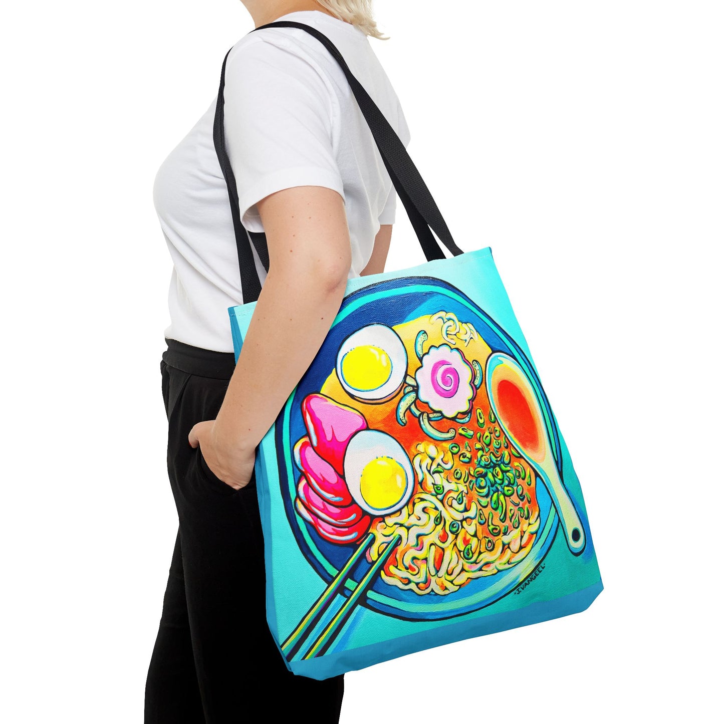 Premium Neon Ramen Tote Bag, Original Artist Design, Reusable Shopping Tote, Eco-Friendly