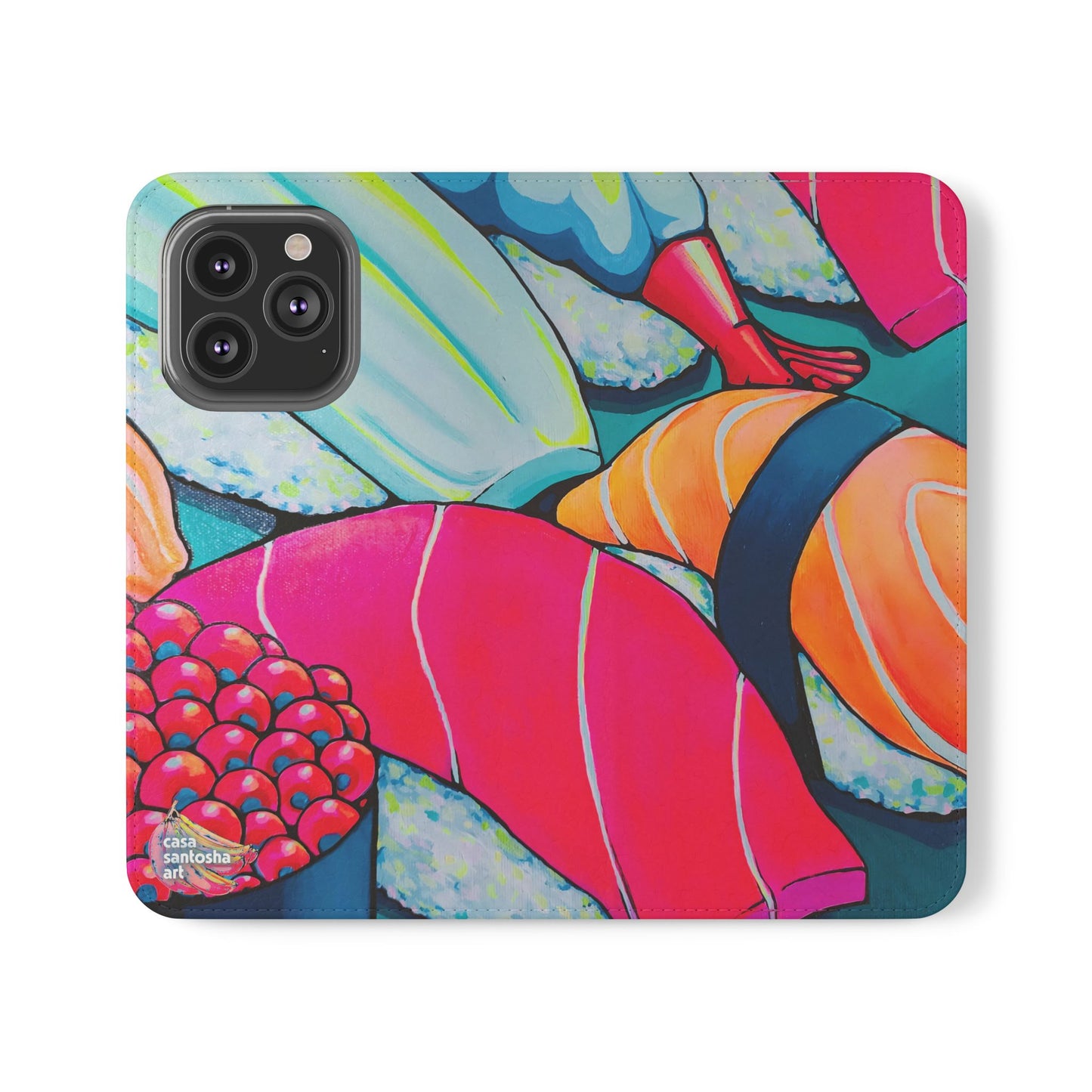 Étui portefeuille pour téléphone à clapet Neon Sushi avec porte-cartes