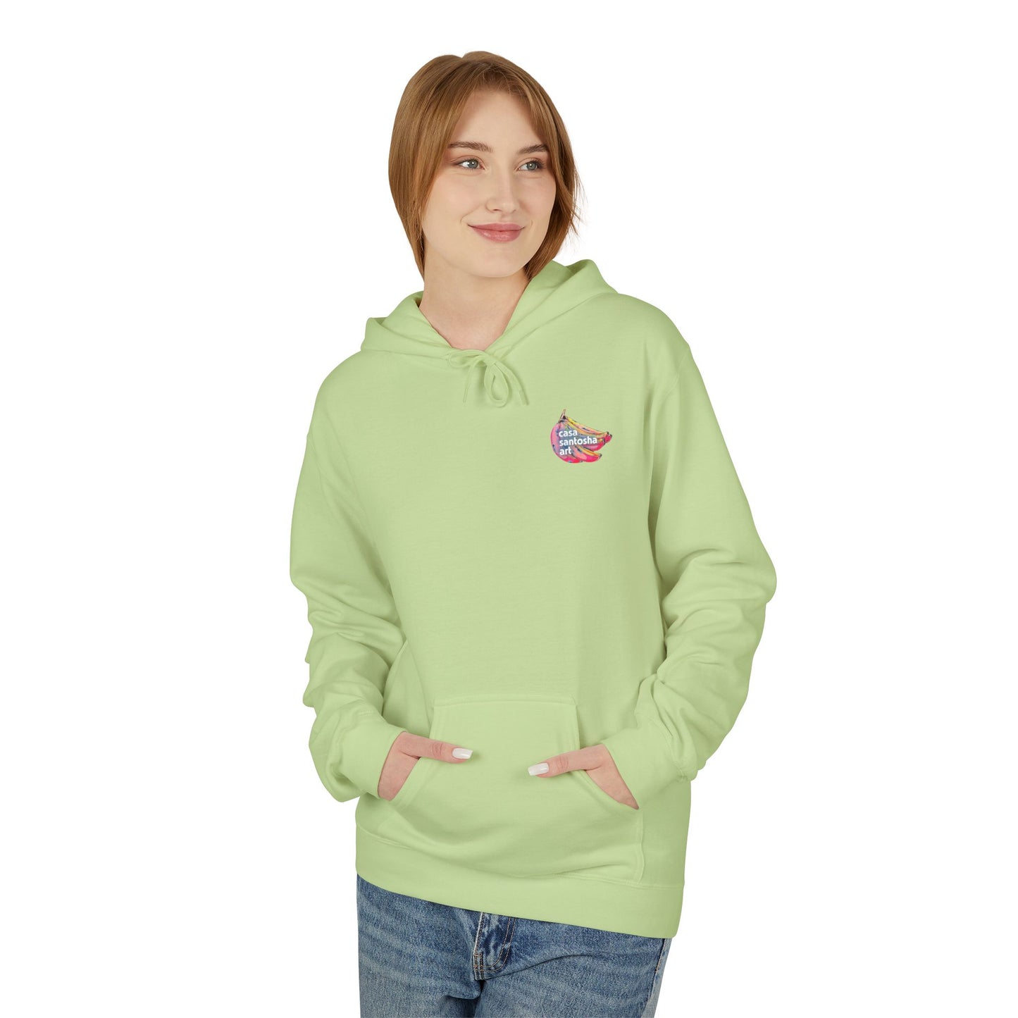 Sweat à capuche doux unisexe néon motif sushis