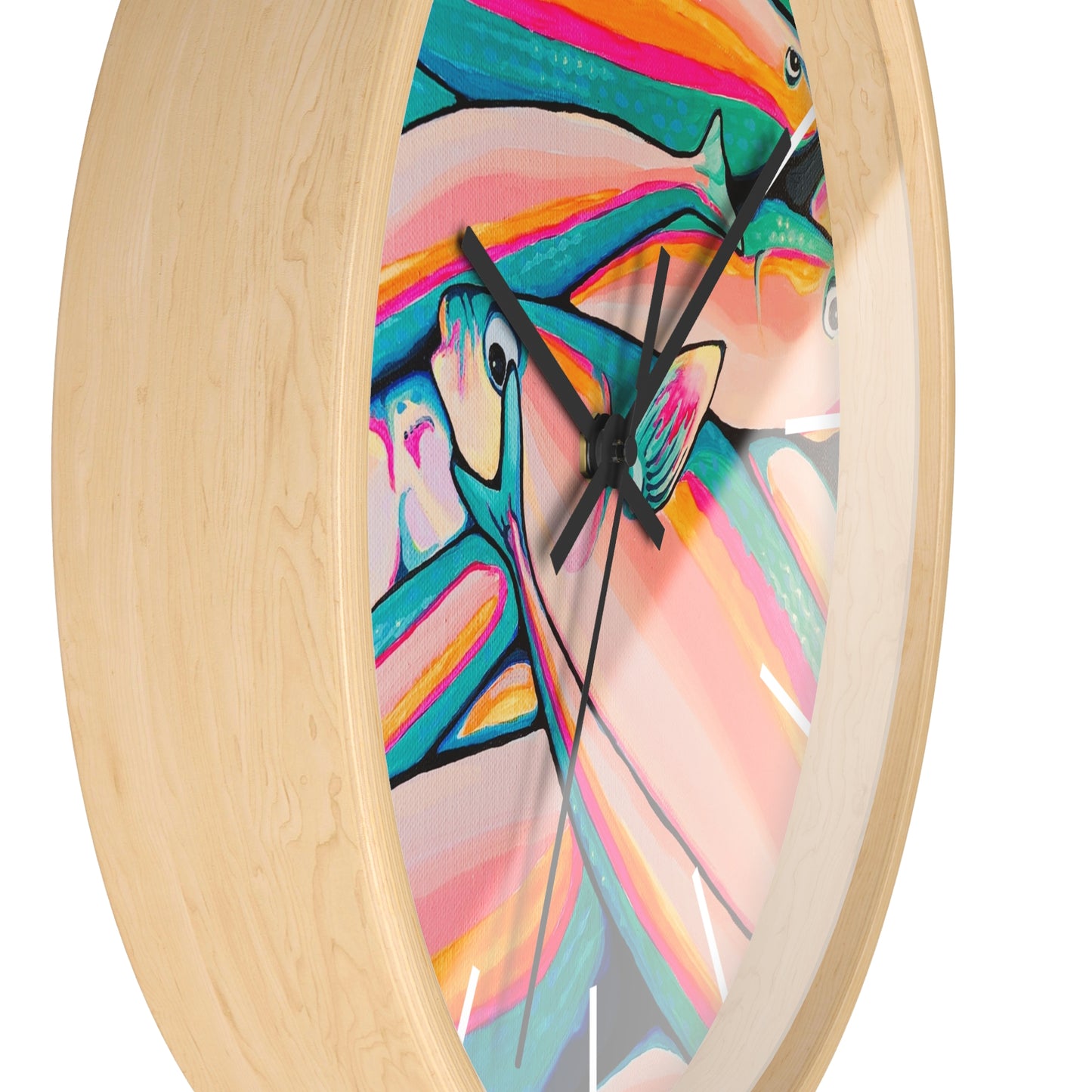 Neon Fish Pop Art Wall Clock