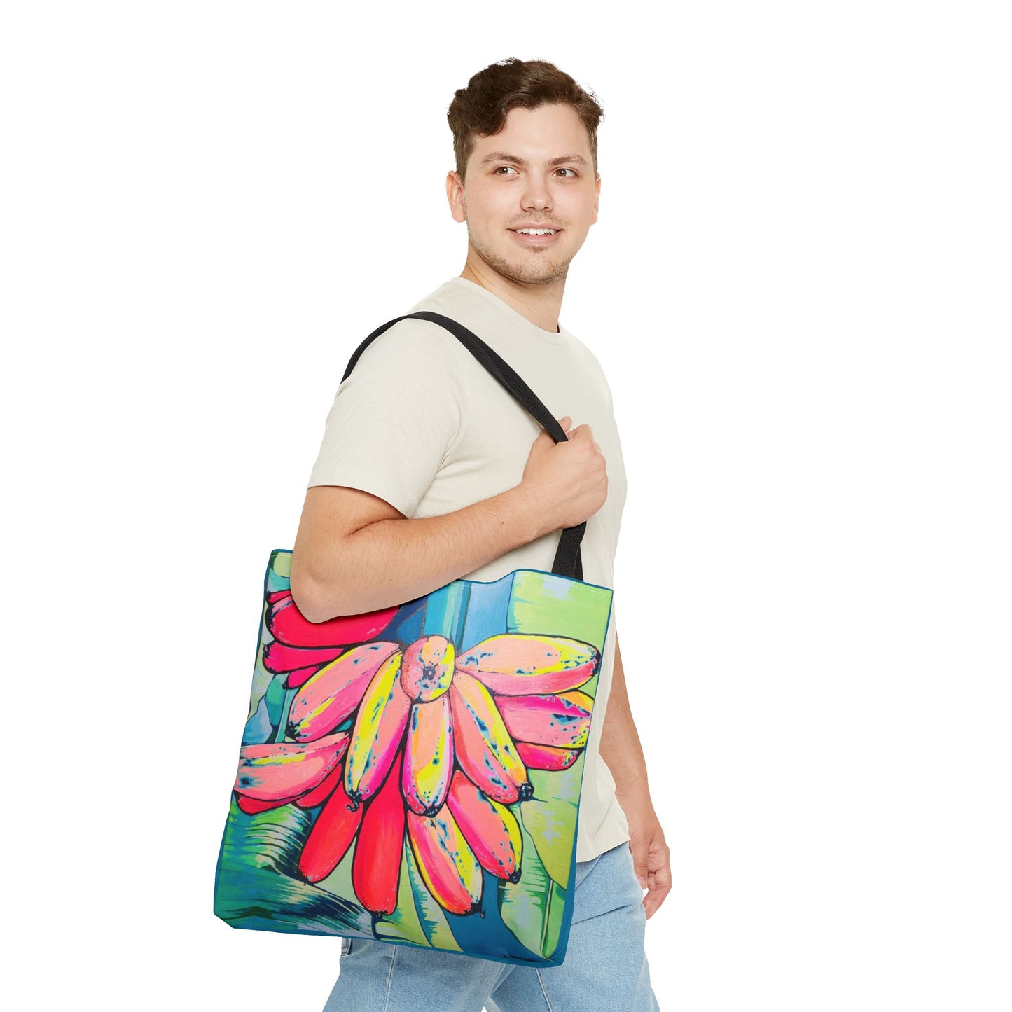 Premium Neon Primitivo Bananas Tote Bag, Original Artist Design, Reusable Shopping Tote, Eco-Friendly