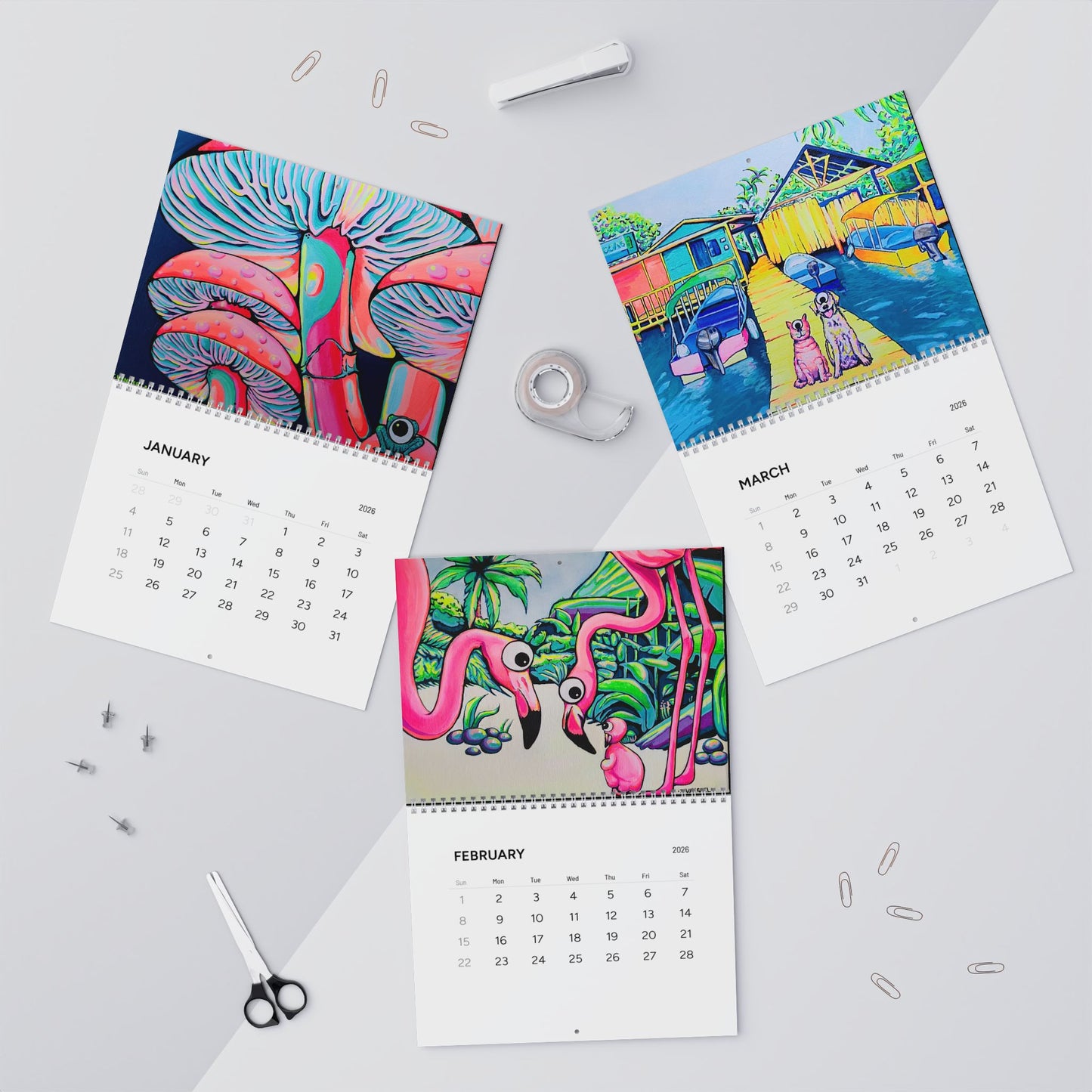 100% Cyclops Vibrant Art Wall Calendar 2026
