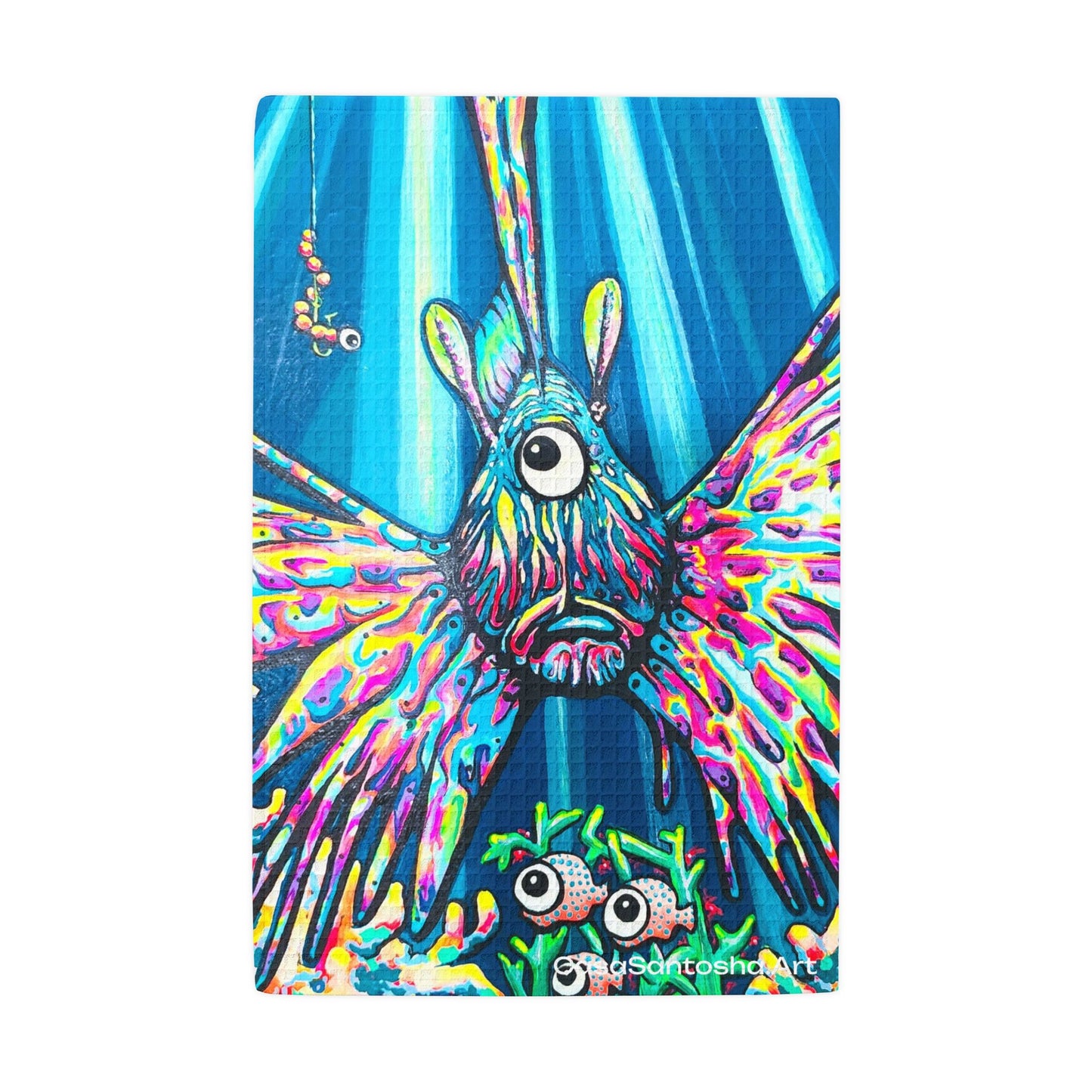 Cyclops Lionfish Waffle Weave Kitchen Hand Towel