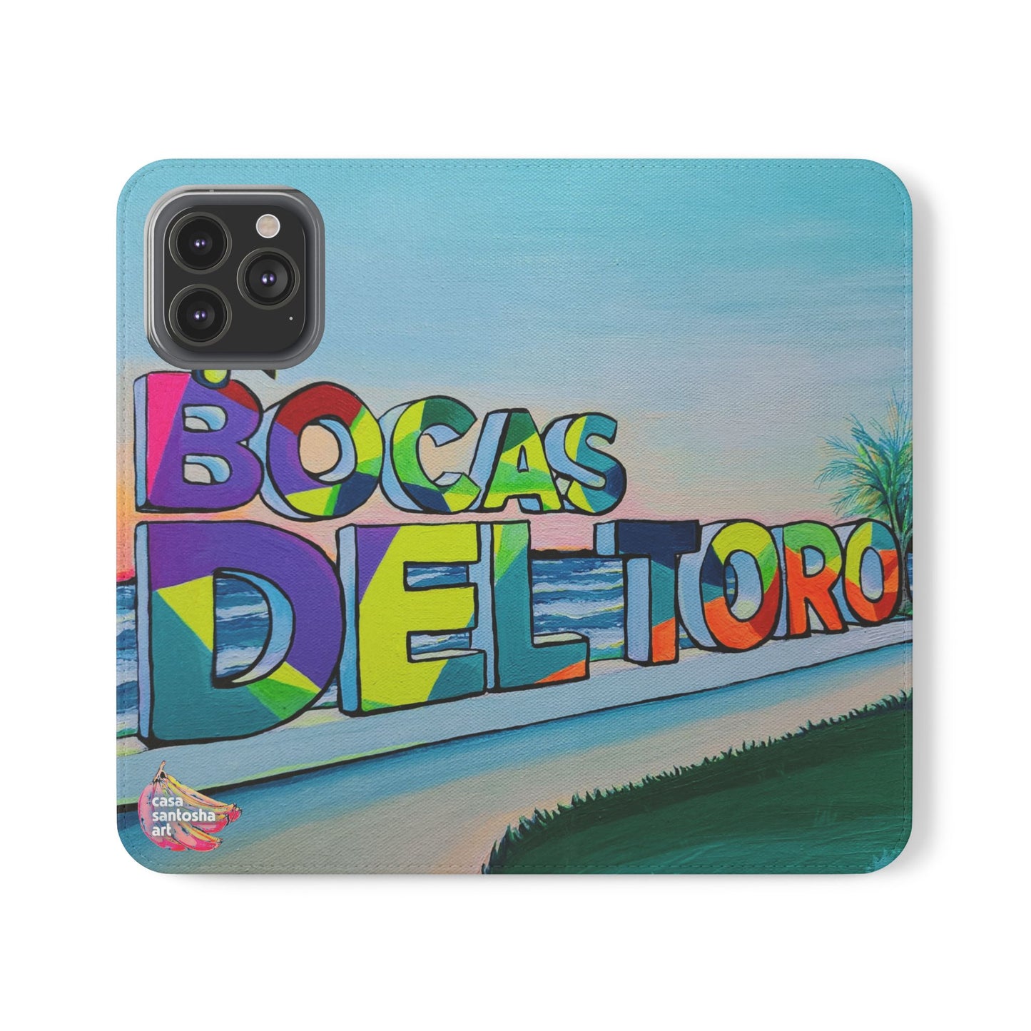 Bocas Del Toro Sign Flip Phone Case – Wallet Cover with Card Slots