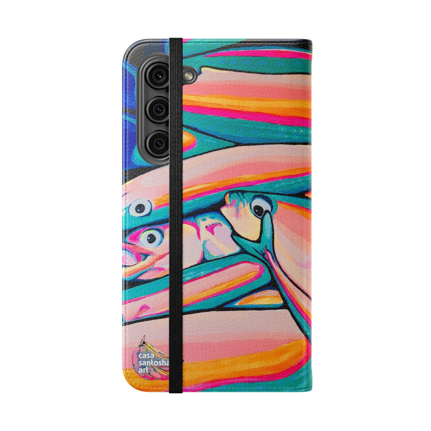 Neon Fish Flip Phone Case – Wallet Cover with Card Slots